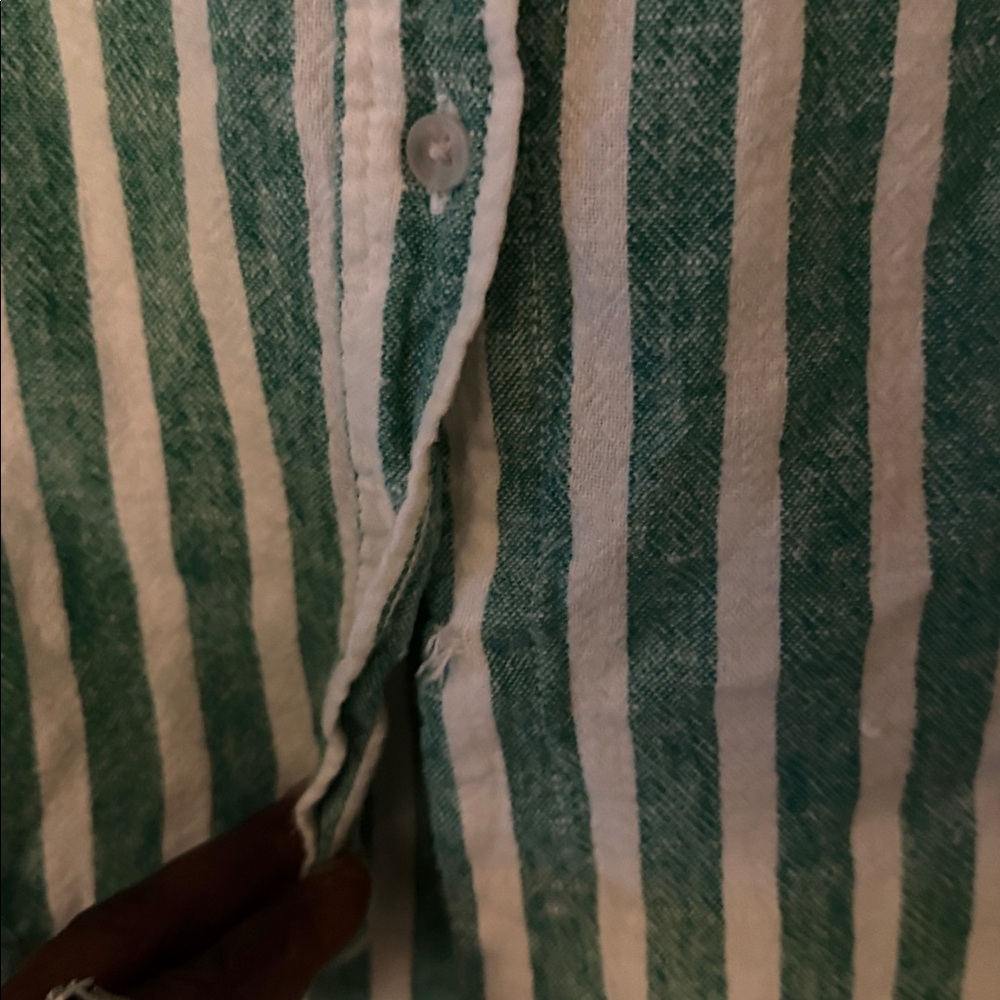Universal Thread Green & White Striped Button-Up Shirt - Picture 3 of 6